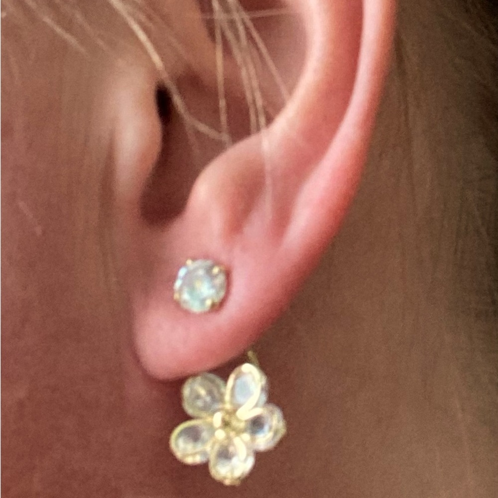 Lead free floral crystal and gold earrings